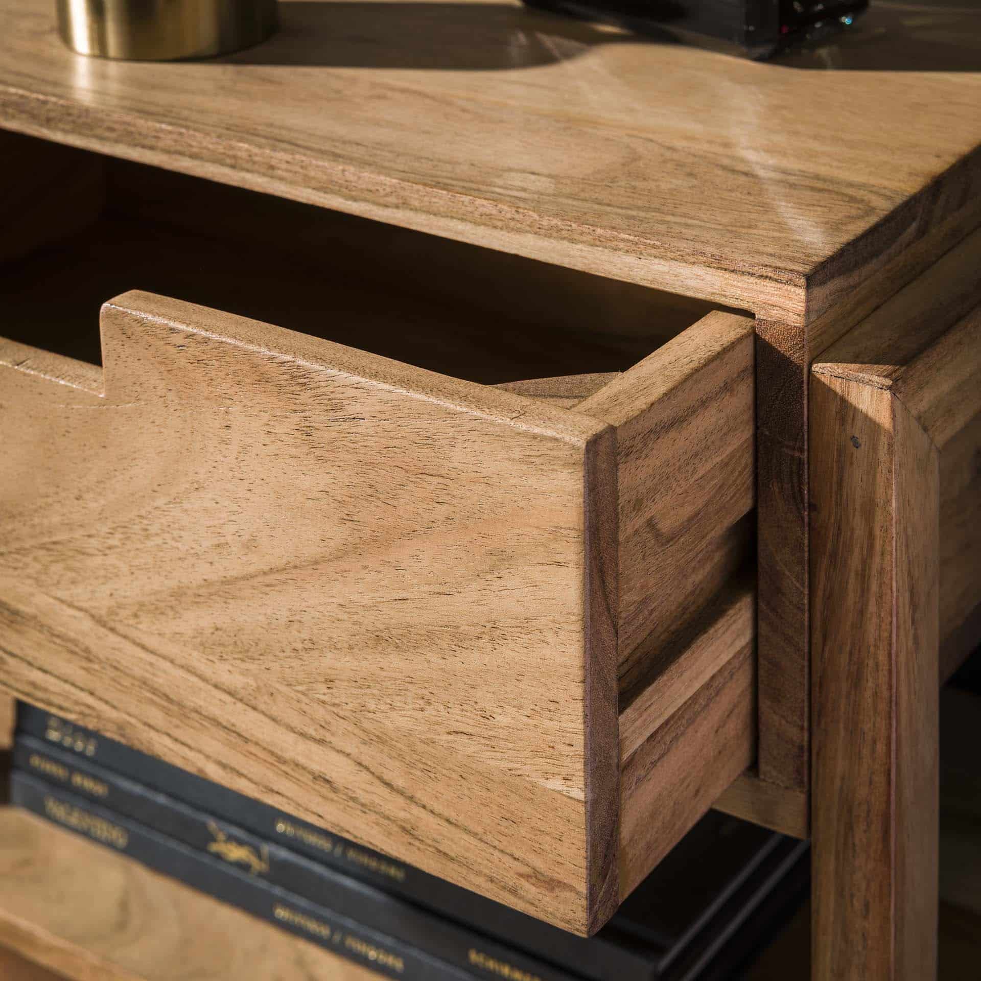 Nightstand 1L houten frame zwevend / Solid Natural Acacia - Image 3