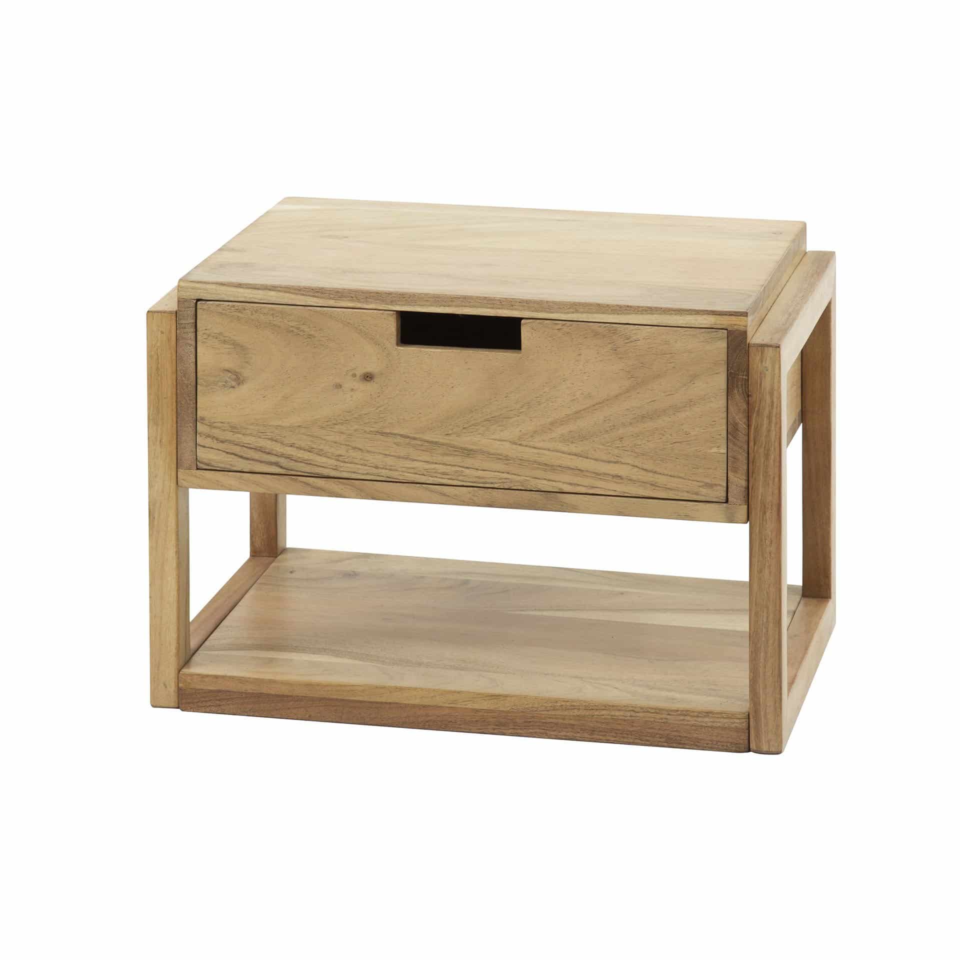Nightstand 1L houten frame zwevend / Solid Natural Acacia - Image 4
