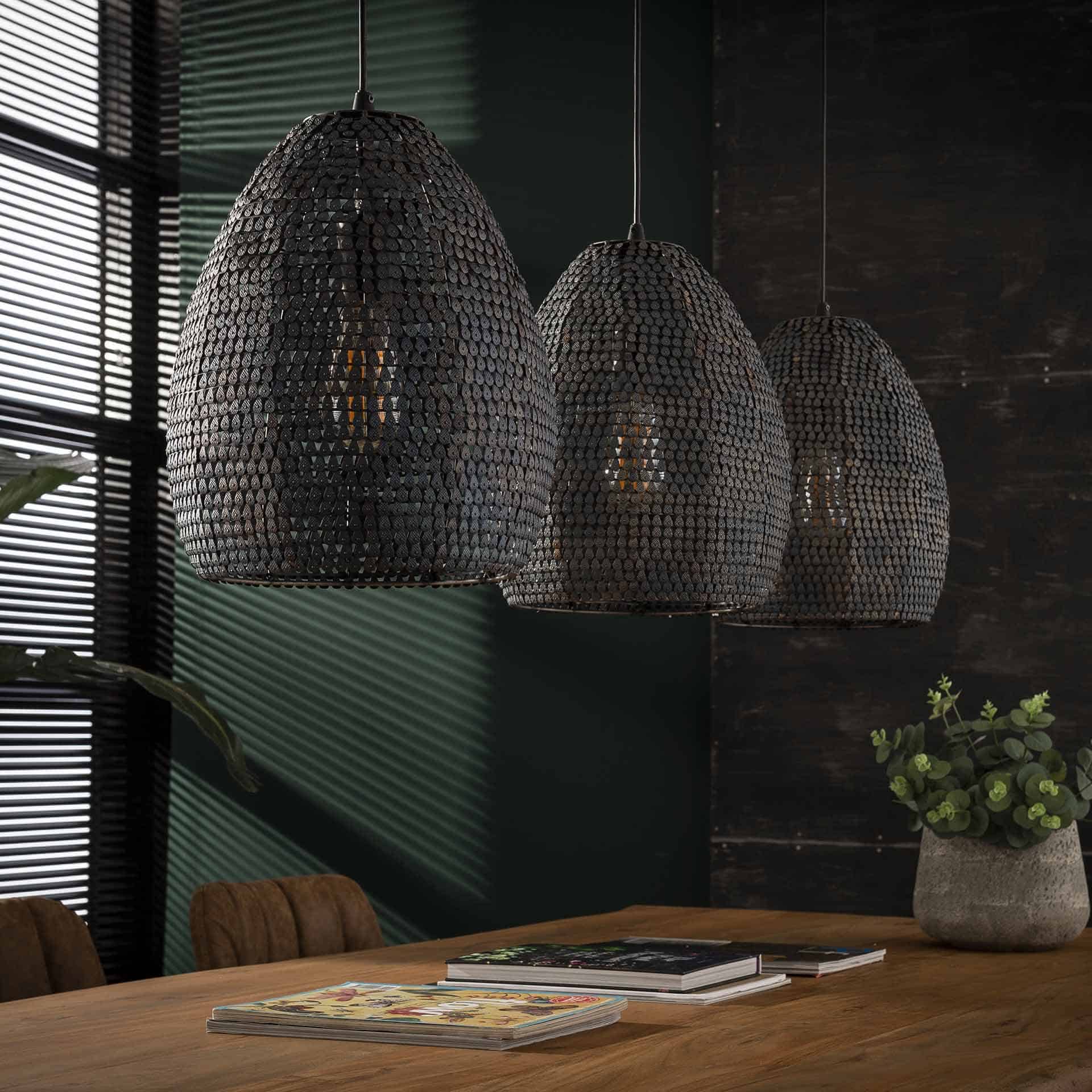 Pendant Lamp 3x Ø26 armor ovaal / Black Brown - Image 2