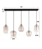 Pendant Lamp 5L diamond grain mix / Diamond Glass - Image 5
